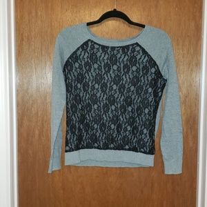 Grey and Black Lace Sweater